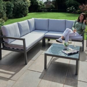 Aluminium Outdoor Corner L-Shaped Sofa and table Set