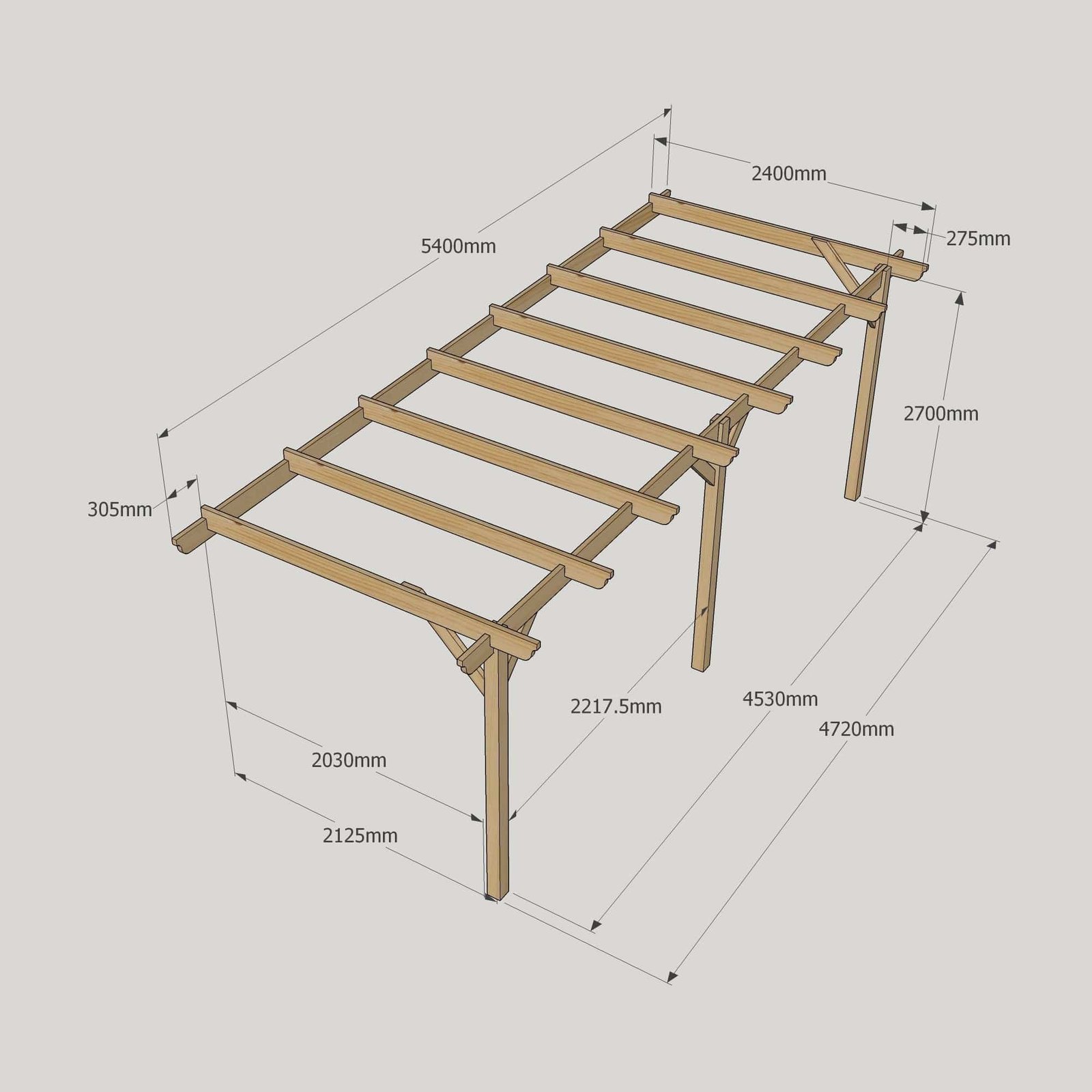 Large-Size-Heavy-Duty-Lean-To-Pergola-Complete-DIY-Kit-Quality-Tanalised-Timber-12
