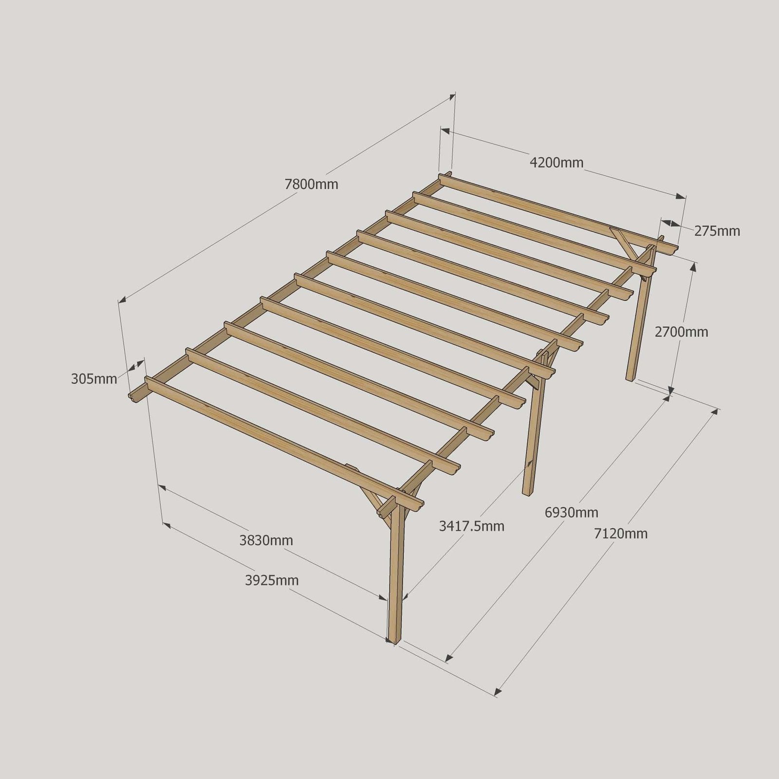 Large-Size-Heavy-Duty-Lean-To-Pergola-Complete-DIY-Kit-Quality-Tanalised-Timber-30