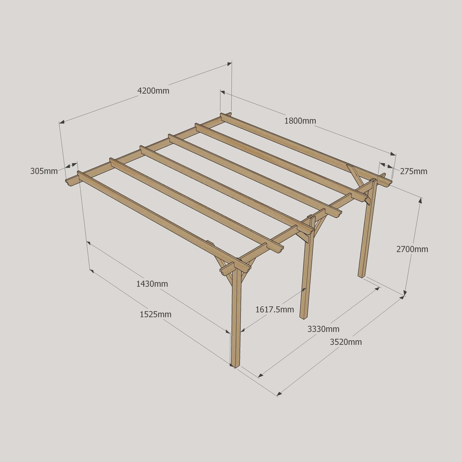 Large-Size-Heavy-Duty-Lean-To-Pergola-Complete-DIY-Kit-Quality-Tanalised-Timber-5