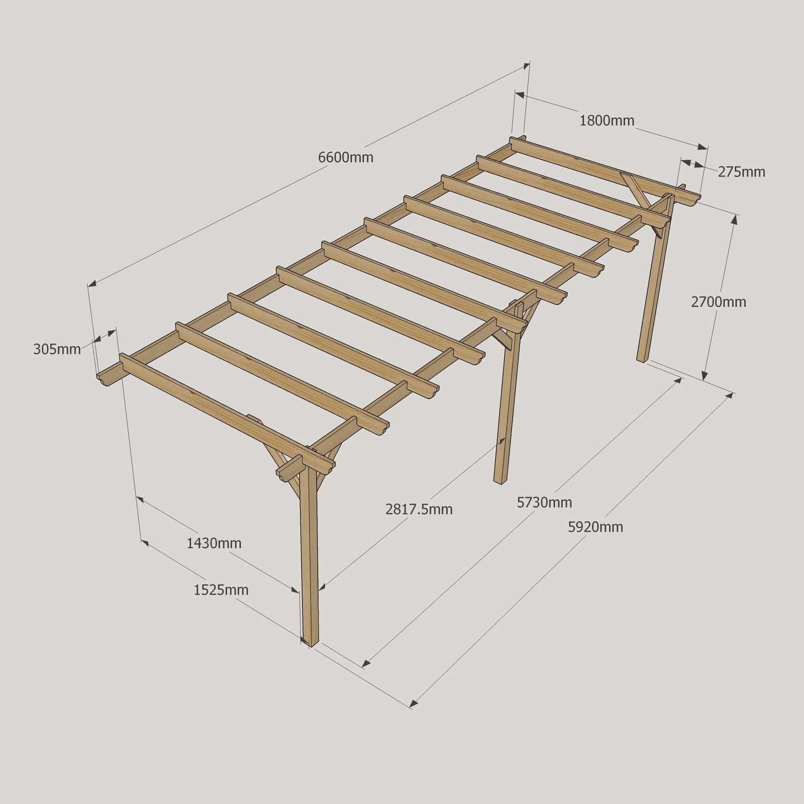 Large-Size-Heavy-Duty-Lean-To-Pergola-Complete-DIY-Kit-Quality-Tanalised-Timber-8